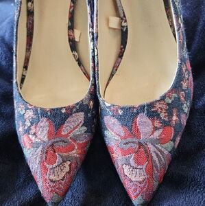 Nine West denim floral heels size 9